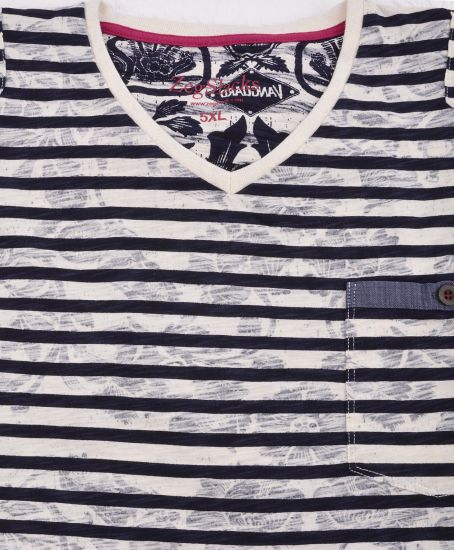 %100 Pamuk Baskılı V yaka t-shirt 1623