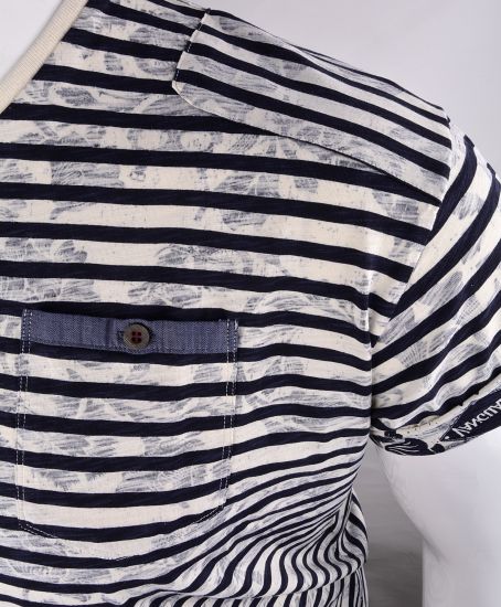 %100 Pamuk Baskılı V yaka t-shirt 1623