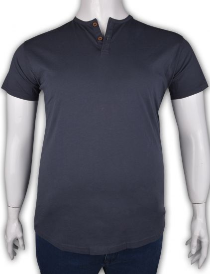 %100 Pamuk Penye Düğmeli T-shirt (2087)